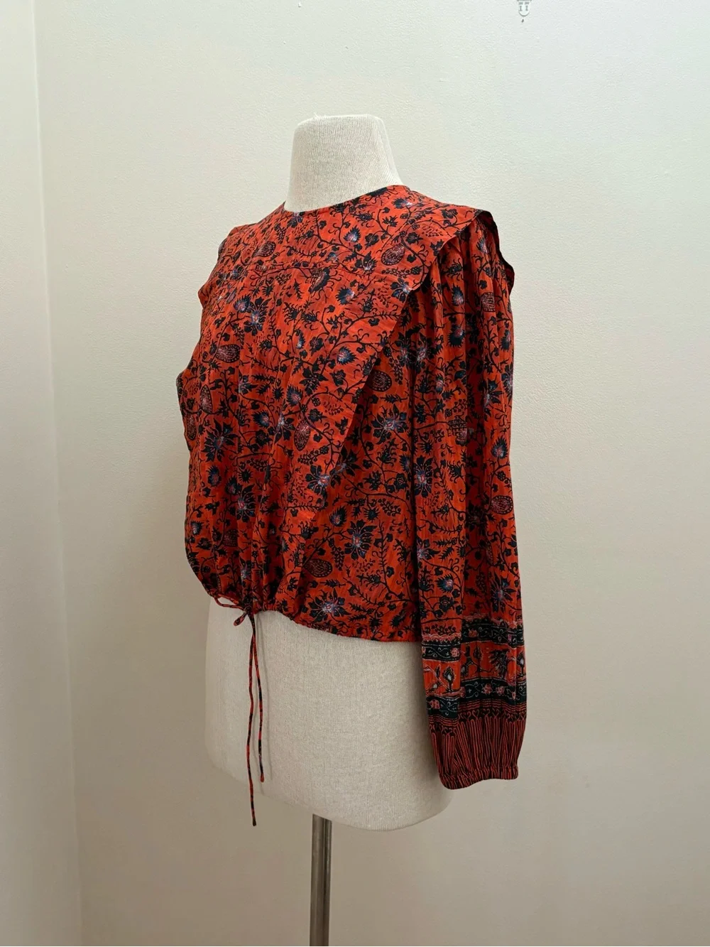 Ulla Johnson $320 Orange Poppy Prisha Blouse Size 6 Small Cottage Core Boho Chic